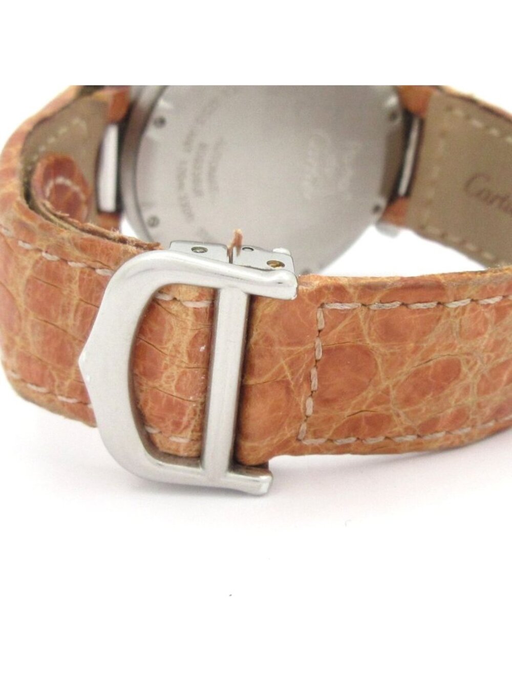 Cartier Watch Pasha C Small Date Boy's SS Tapestry Dial Croco Ivory - Picture 6 of 12